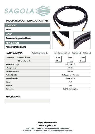 Technical data sheet Aerographic Product hose